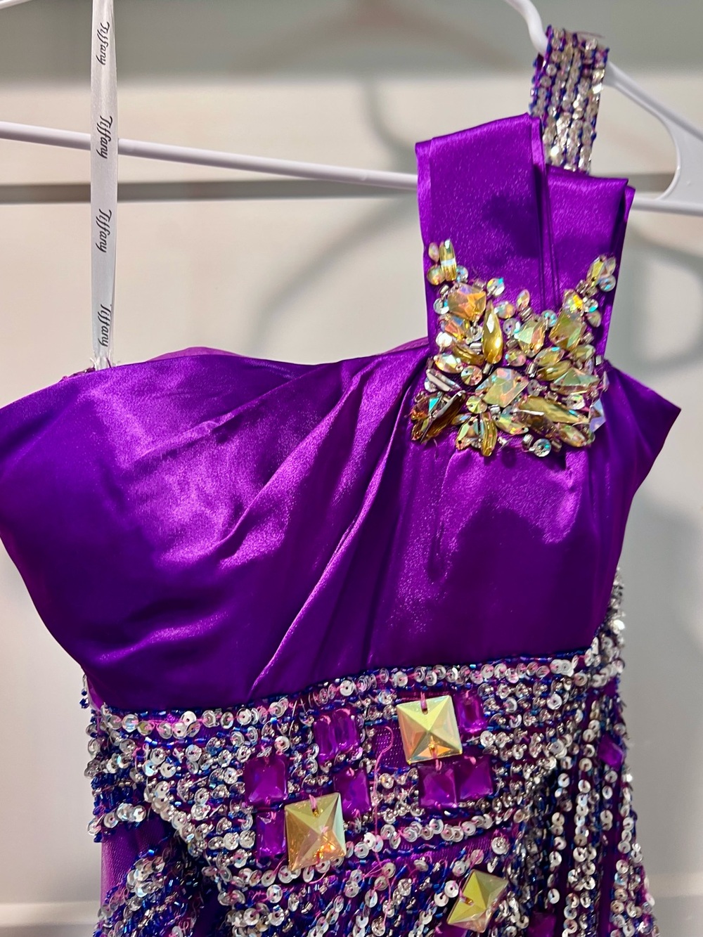 Tiffany Designs One-Shoulder Purple Evening Gown - Picture 4 of 8